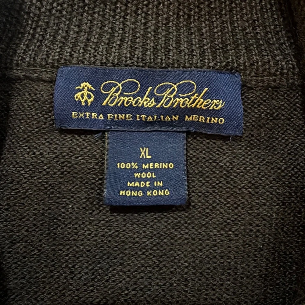Brooks Brothers Merino Wool Quarter Zip Sweater Brown Argyle Diamond Mens XL